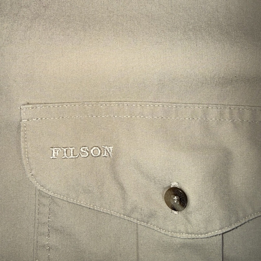 Vtg 90s C.C. Filson Co. Padded Hunting Shooting Shirt Orange Khaki Gorp Sz XXXL - Picture 11 of 16